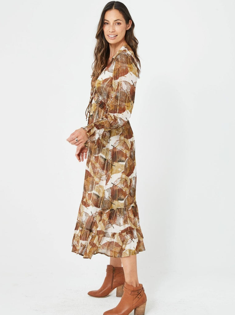 AW2021 Dress Joy Dress | Autumn Leaves/Viscose Lurex  Long sleeves or short sleeves as well.