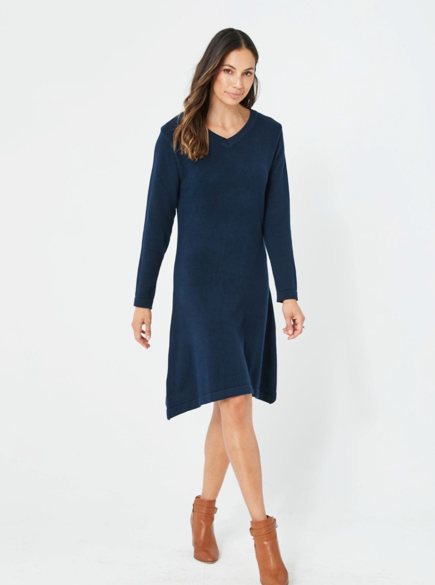 Woman Long Sleeves Navy Winter Dress Fashion Casual Dress - Natasha Dr KAJA Clothing Woman Long Sleeves Navy Winter Dress Fashion Casual Dress - Natasha Dr KAJA Clothing