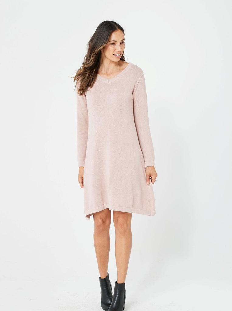 Woman Winter Knitwear Dress Pink Fashion Casual Natasha Dress | Pink/Cotton