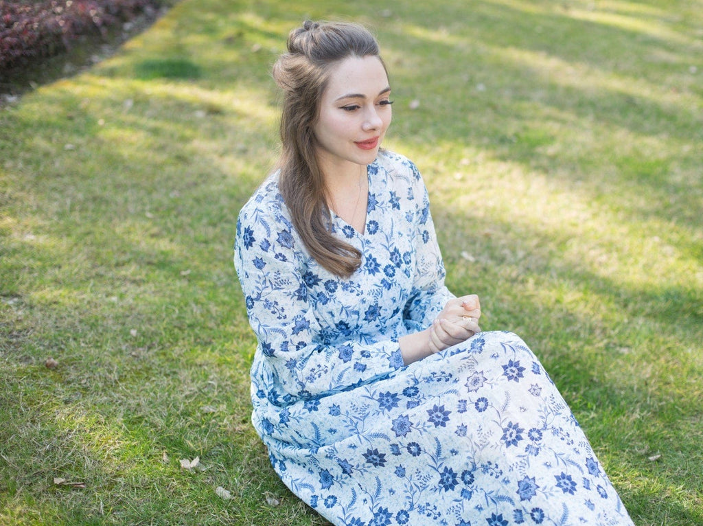 AW2023 Dress Emma Dress - Blue Floral/Cotton