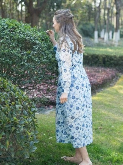 AW2023 Dress Emma Dress - Blue Floral/Cotton