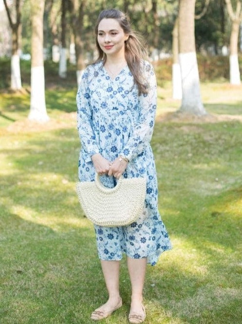 AW2023 Dress Emma Dress - Blue Floral/Cotton