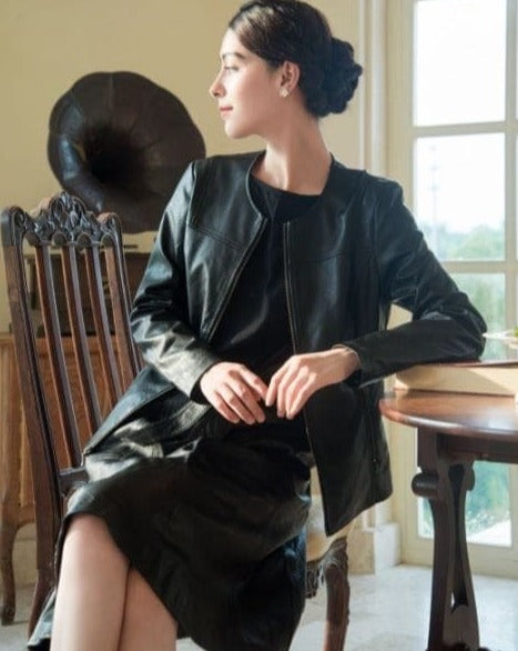 Woman Winter Black Skirt Leather Skirt GIA Leather Skirt - Black   