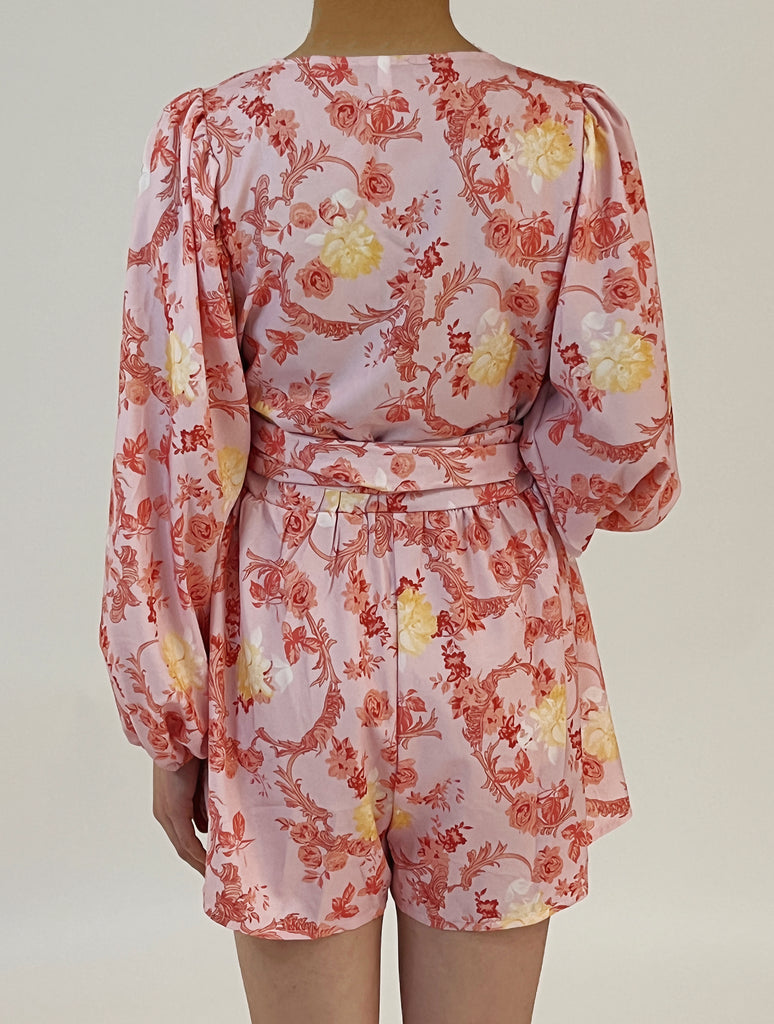 Pink Elegant floral print maxi dress for women