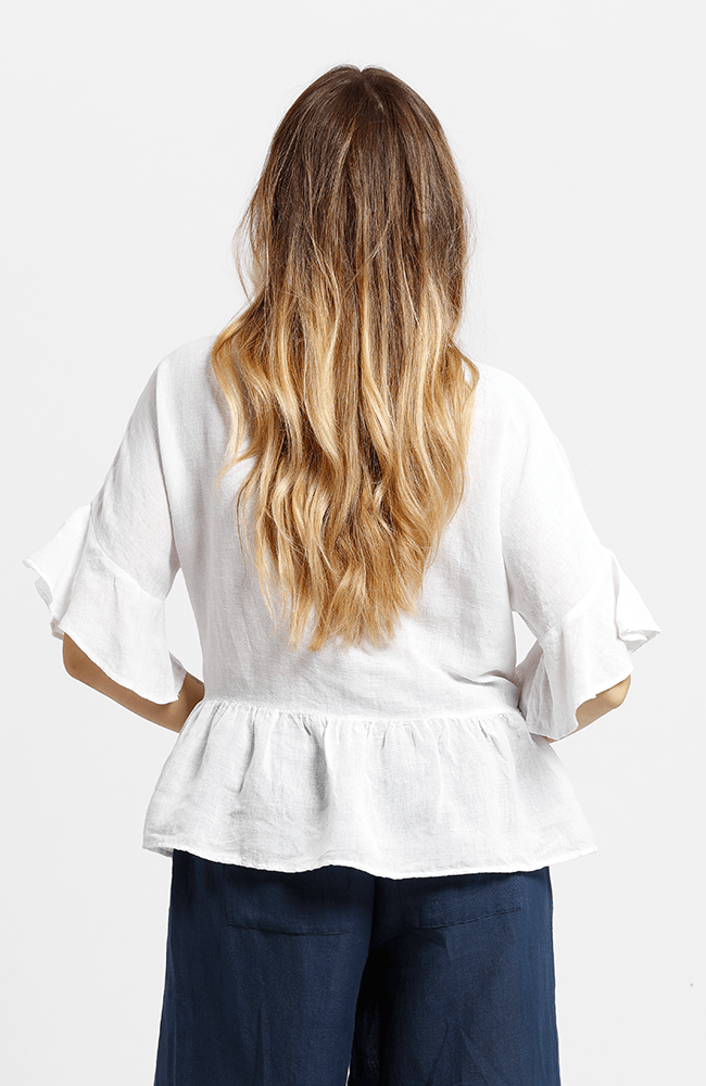 SS2019 Clothing Top MONA Top in Linen/Cotton - White