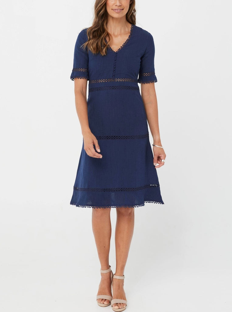 SS2021 Dress Annie Dress -Navy/Linen & Cotton