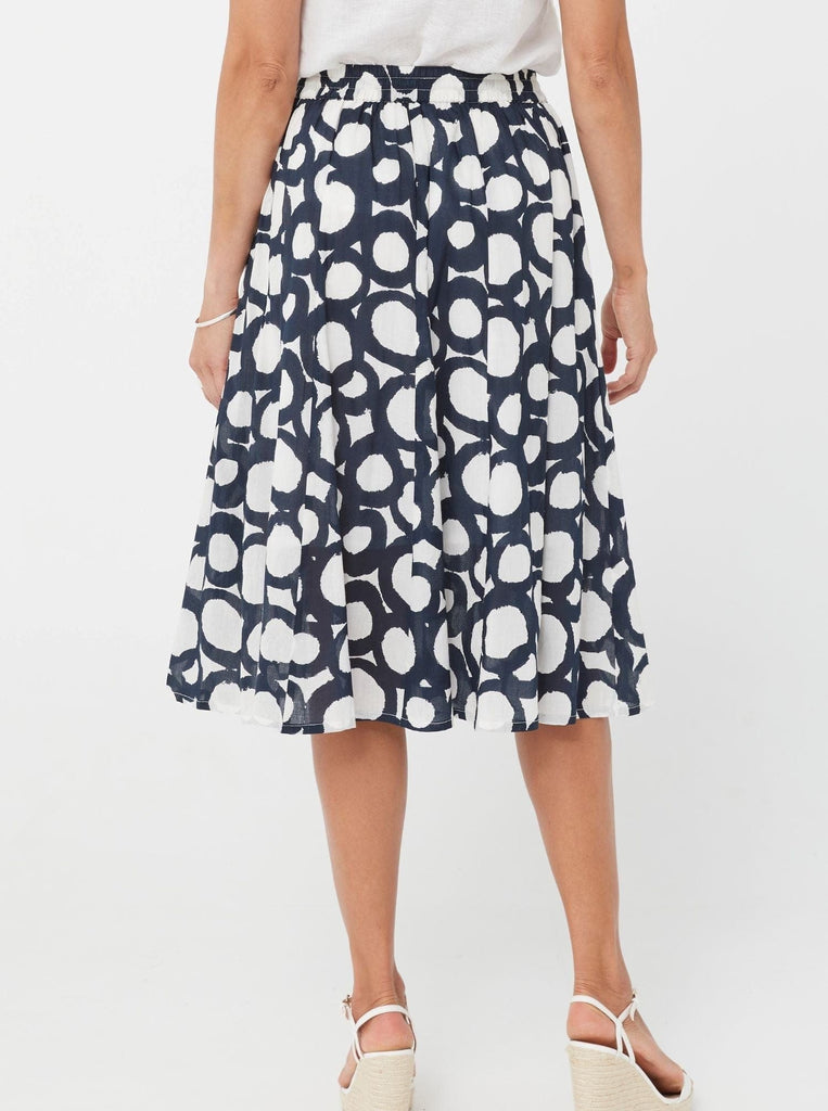 Woman Mid-Calf Print Skirt Skirt Dahlia Skirt - Blue Print