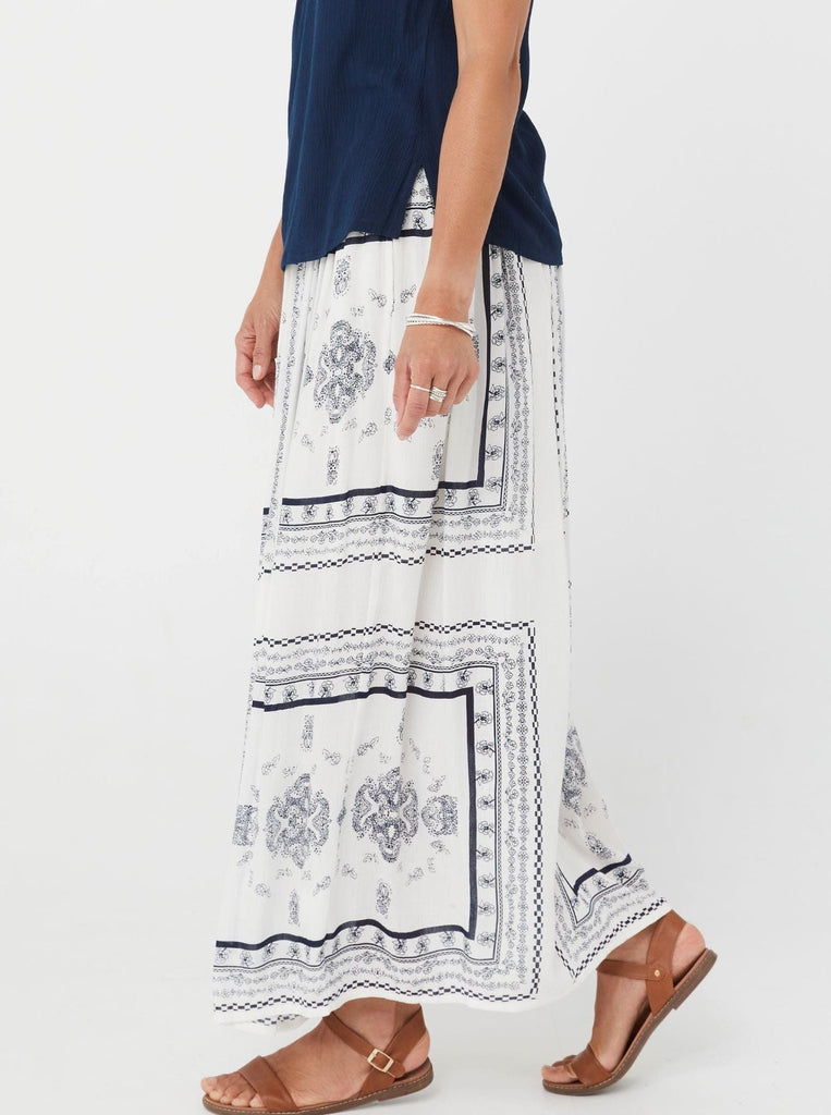 SS2022 Skirt Lacey Skirt - Blue Print in White