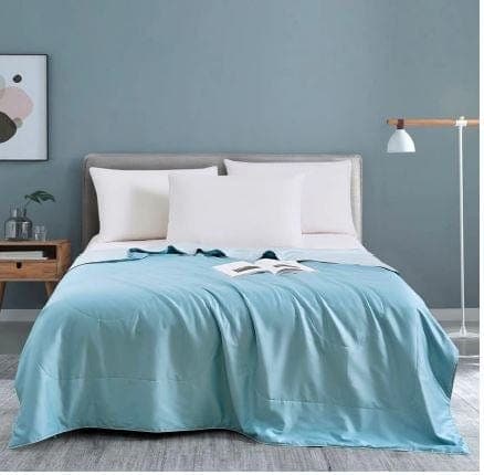 TAIHU SNOW 2021 Silk Comforter 59" x 82" (150cm x 210cm Queen Size Bed) / Charming Blue Summer Silk Comforter  59" X 82"  (Queen Size Bed) Light Blue