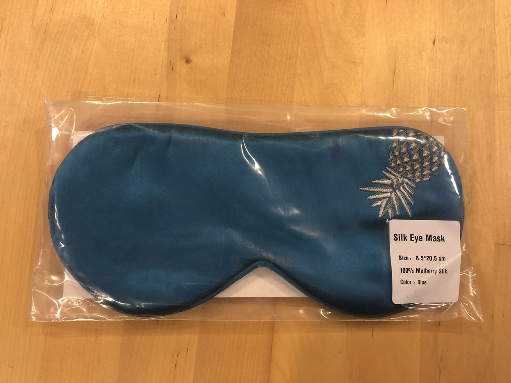 TAIHU SNOW 2021 Sleep Masks One size / Charming Blue with embroidery pineapple 100% Mulberry Silk Sleep Mask H8.5cm*20.5cm