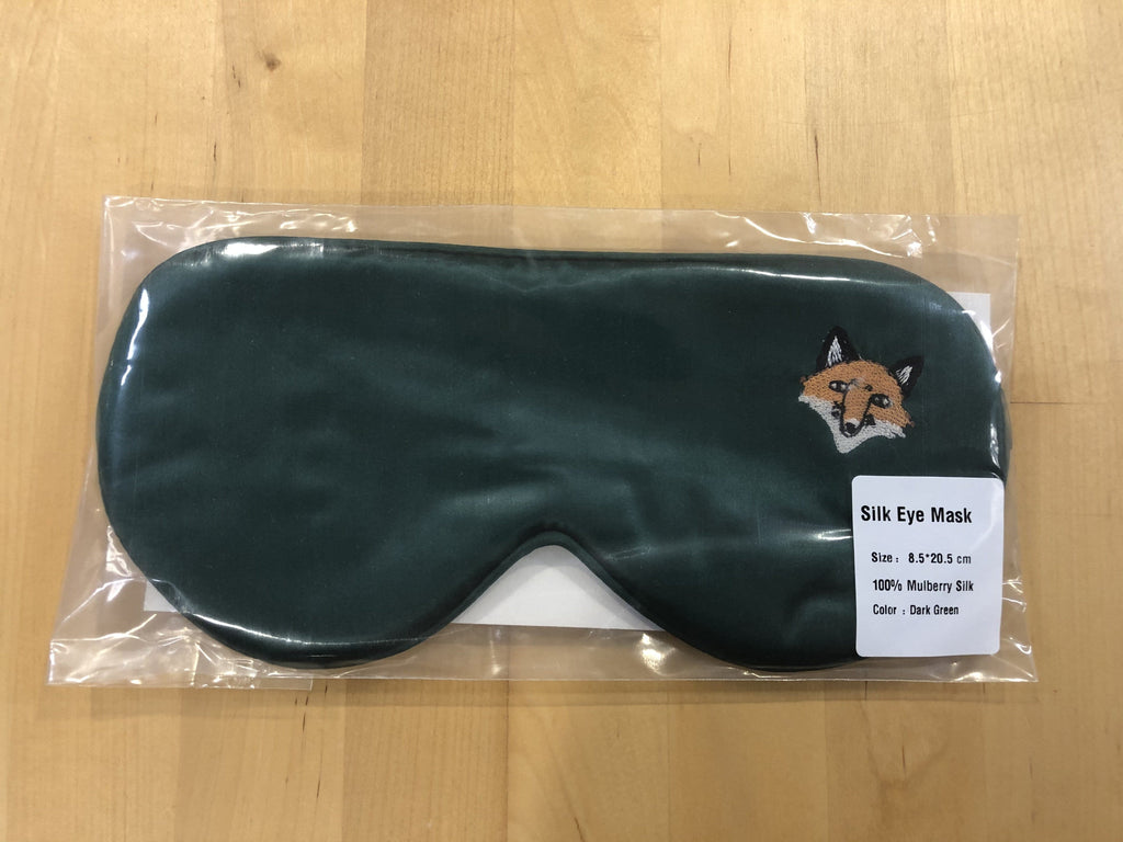 TAIHU SNOW 2021 Sleep Masks One size / Dark Green with embroidery fox 100% Mulberry Silk Sleep Mask H8.5cm*20.5cm